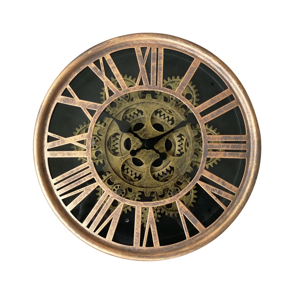 Horloge ronde mécanisme apparent 25x6x25cm dore - Maisons du Monde