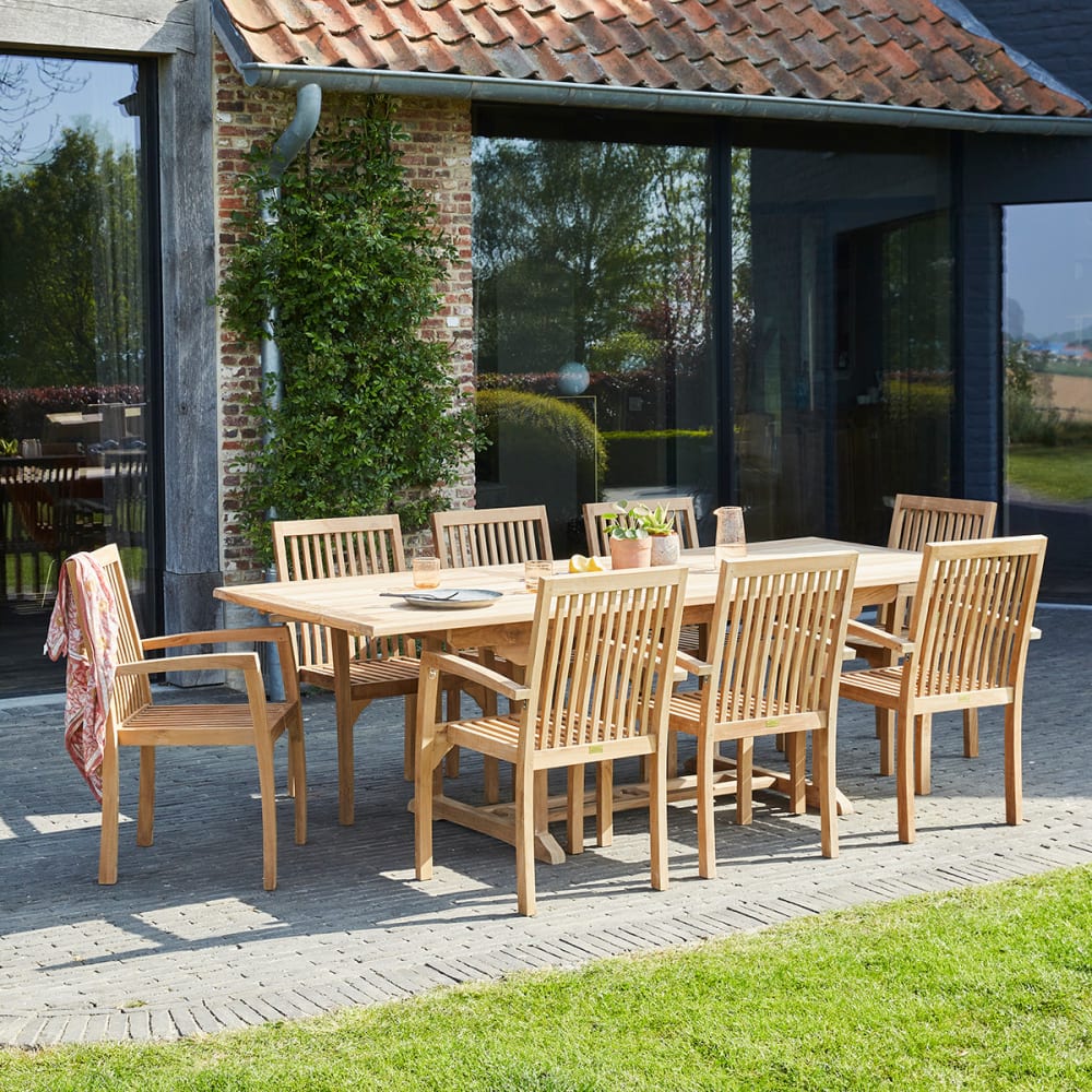 BERAH GETAH Ausziehbare Gartenmöbel aus Teakholz 8/10 Plätze style modern Beige