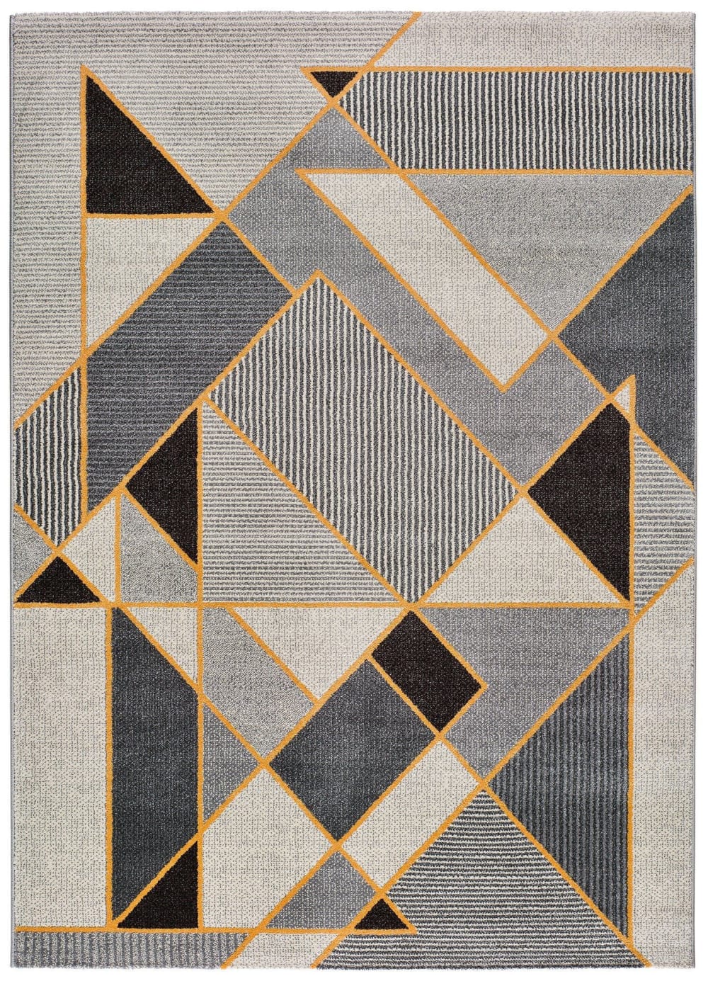 Tapis géométrique gris/noir/moutarde 80x150 cm