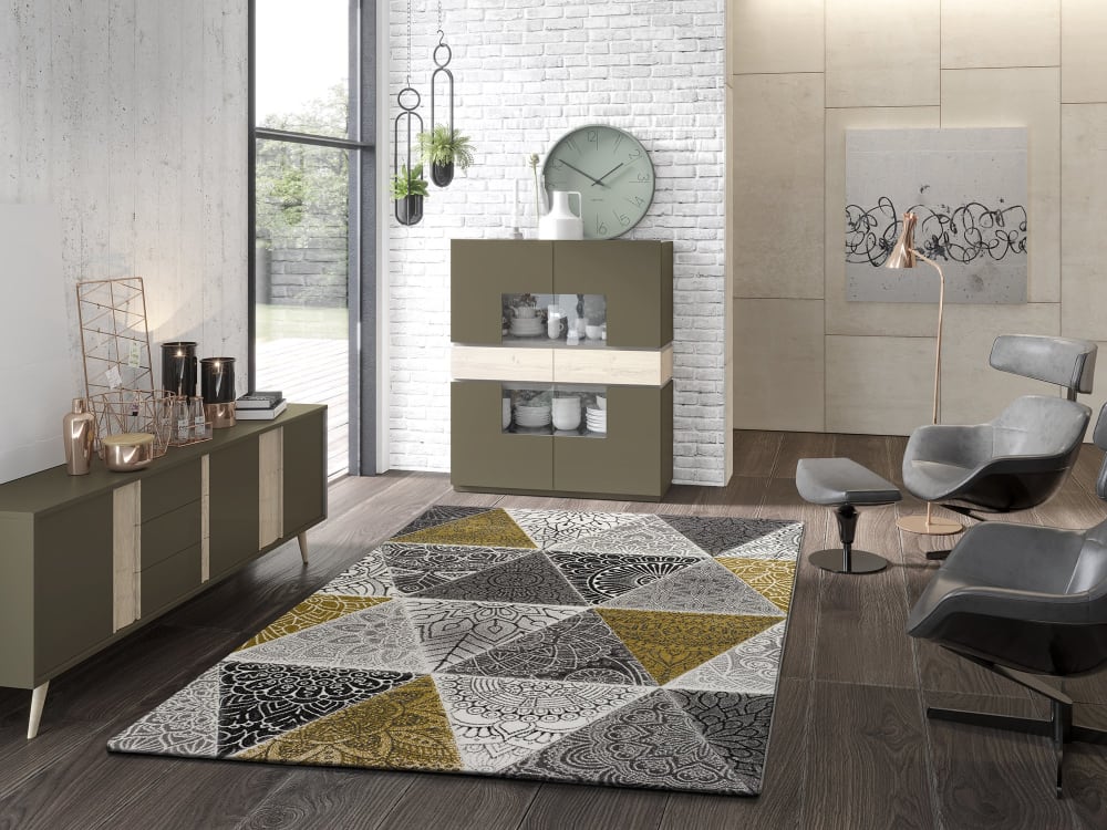 Tapis patchwork gris/jaune 120x170 cm — vue 3