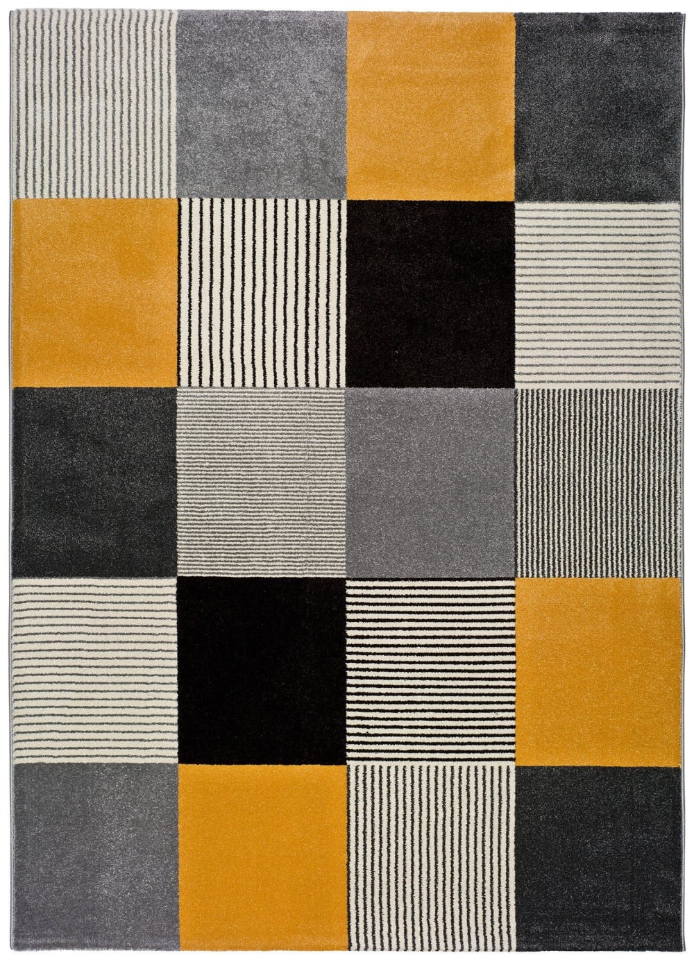Tapis géométrique gris/noir/moutarde 160x230 cm
