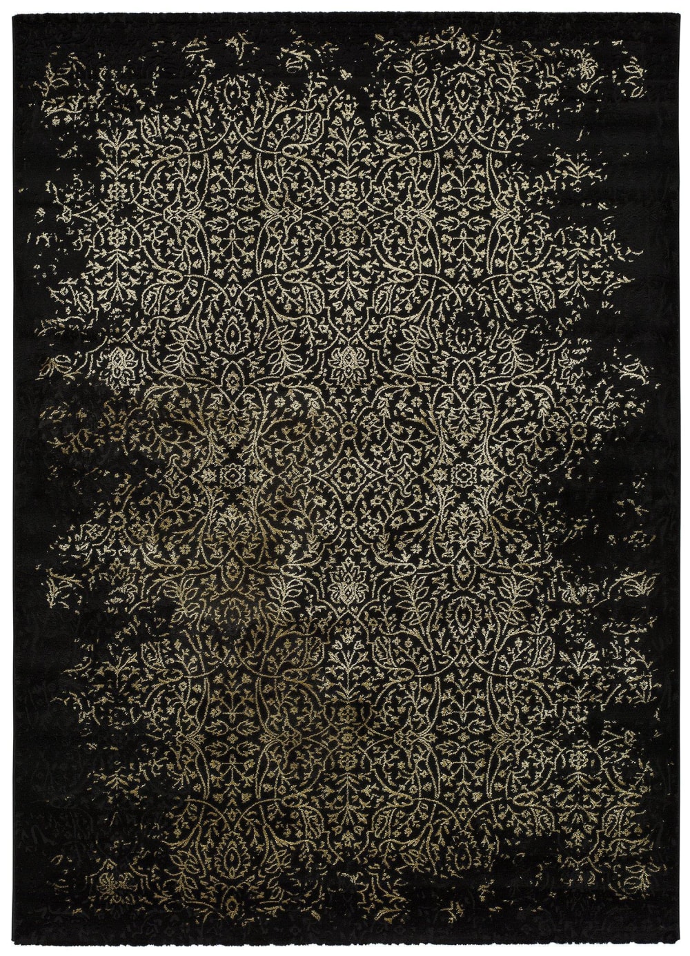 Atticgo Kurzflorteppich, Vintage, schwarz und gold, 120x170 cm style modern Öko-Tex Zertifikat - Pp - Polypropylen