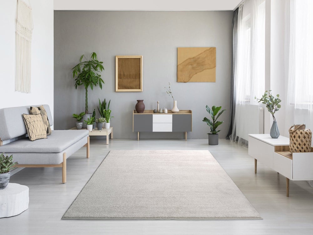 Tapis uni blanc 140x200 cm — vue 3