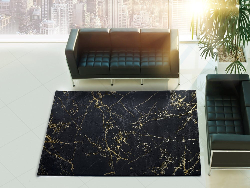 Tapis de style vintage noir et doré 60X120 cm — vue 3