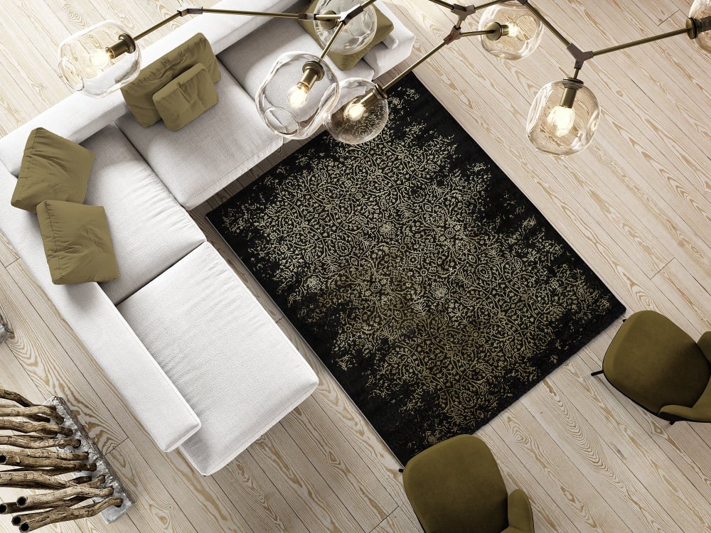 Tapis de style vintage noir et doré 160X230 cm — vue 3