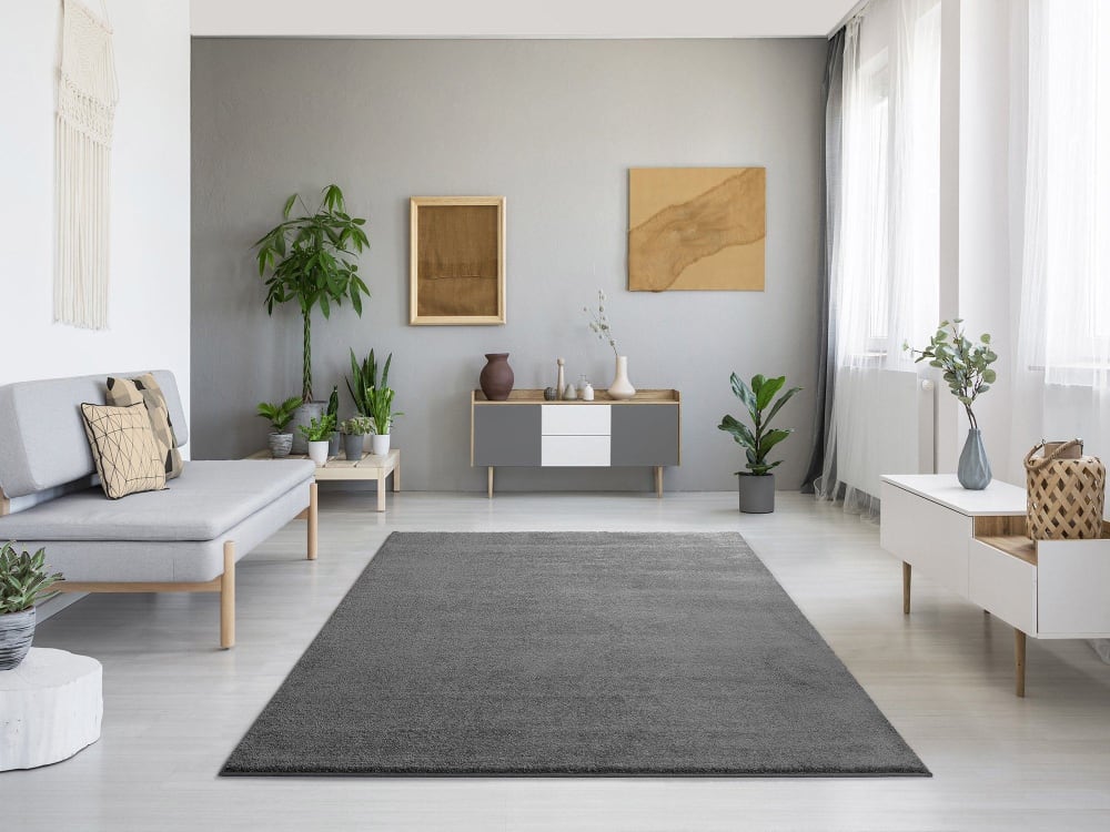 Tapis uni gris 140x200 cm — vue 3
