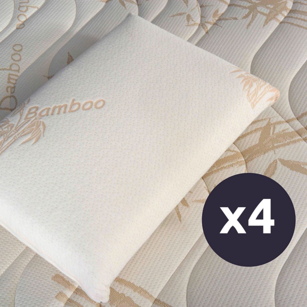 Lot de 4 oreillers à mémoire de forme bio bambou blanc 40x60 cm