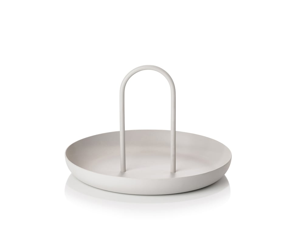 Plateau avec poignée en acier laqué gris chaud — Beyit