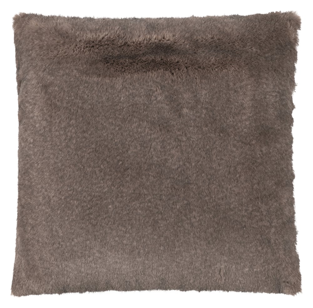 Housse de coussin fausse fourrure écureuil gris brun 50x50