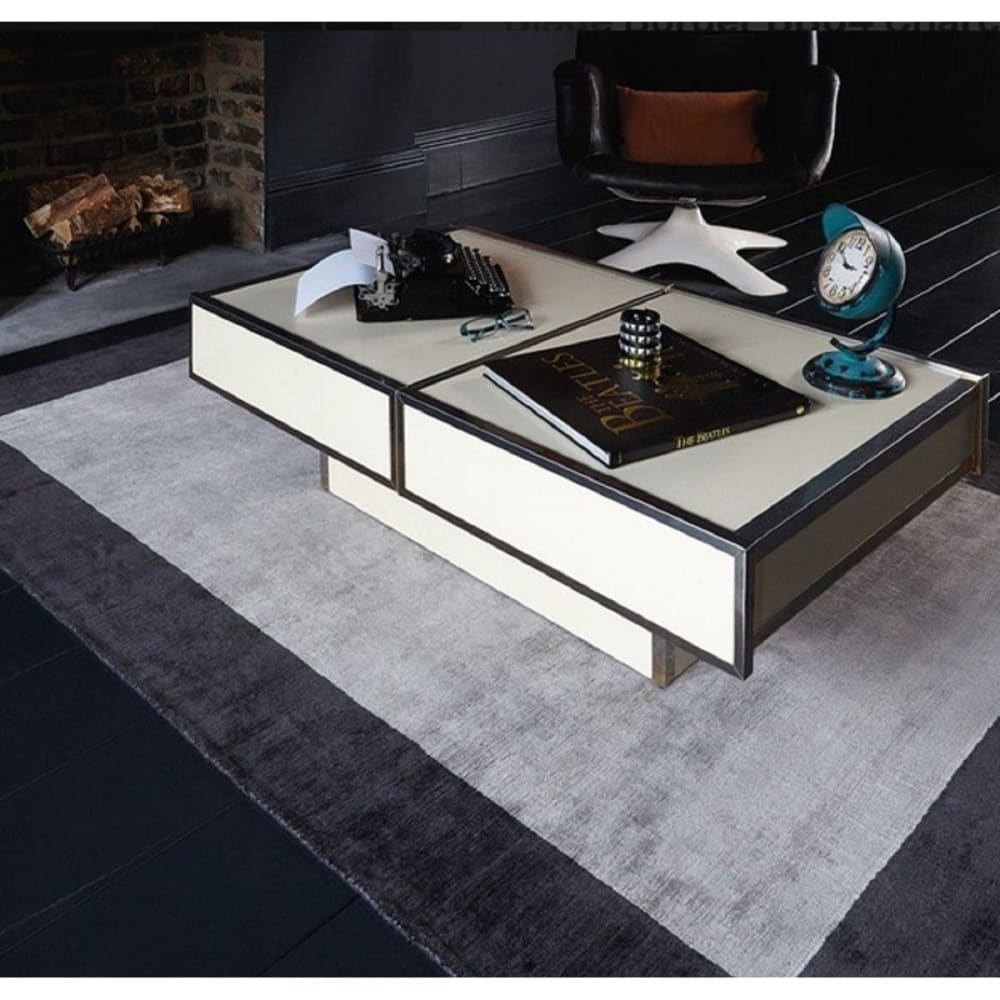 Tapis à bordures en Viscose Argent 120x170 cm - Maisons du Monde