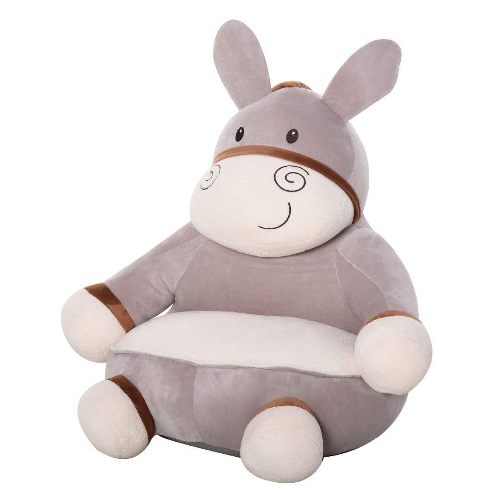 Fauteuil enfant âne revêtement velours gris crème (Homcom) - Image 1