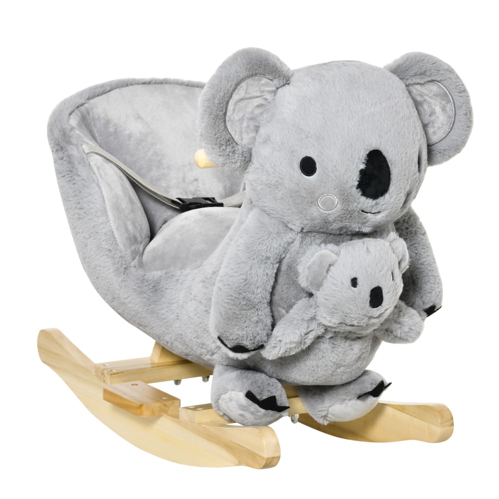 Homcom Schaukelspielzeug mit Sound & Sitzgurt, Koala-Design GRAU PES - POLYESTER Kinder