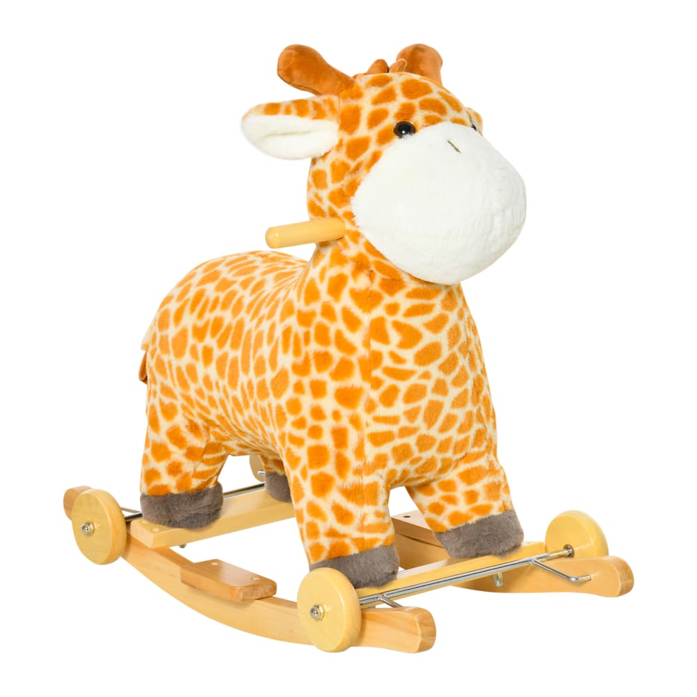 Homcom - Jouet à bascule girafe sonore et porteur sur roulettes 2 en 1