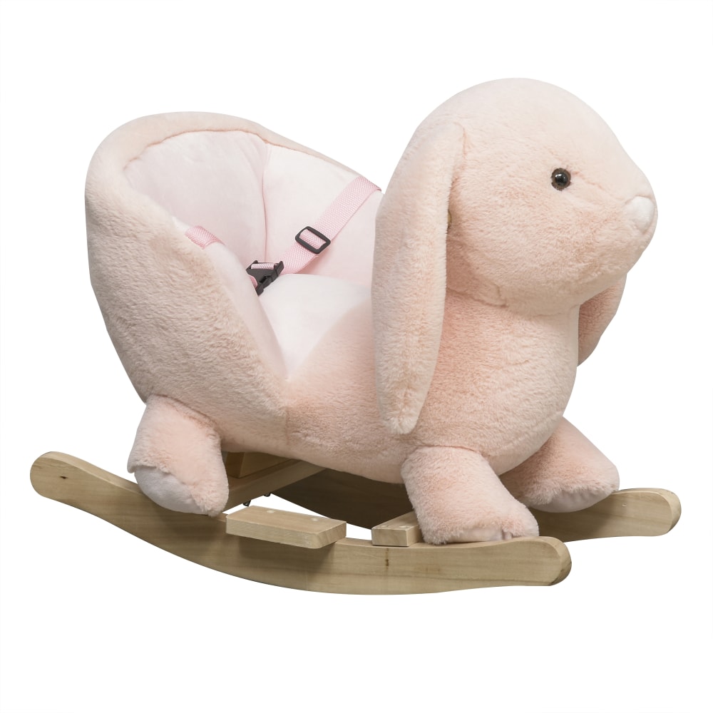Homcom - Jouet à bascule lapin sonore fauteuil intégré ceinture rose