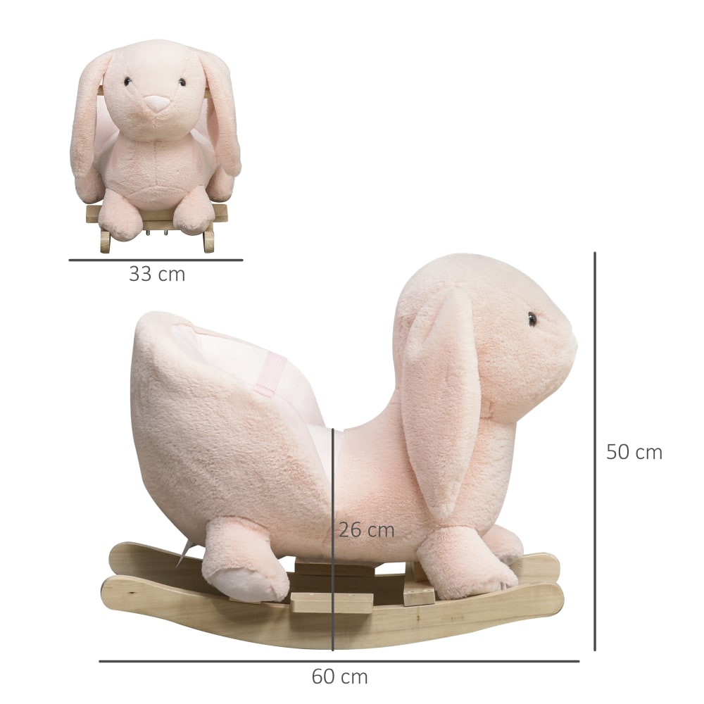 Jouet à bascule lapin sonore fauteuil intégré ceinture rose (Homcom) - Image 2