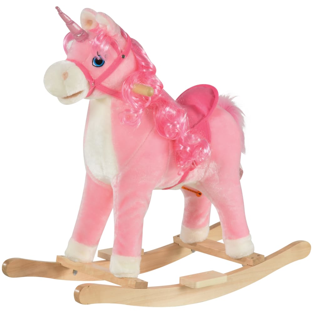 Cheval à bascule modèle licorne selle grand confort rose