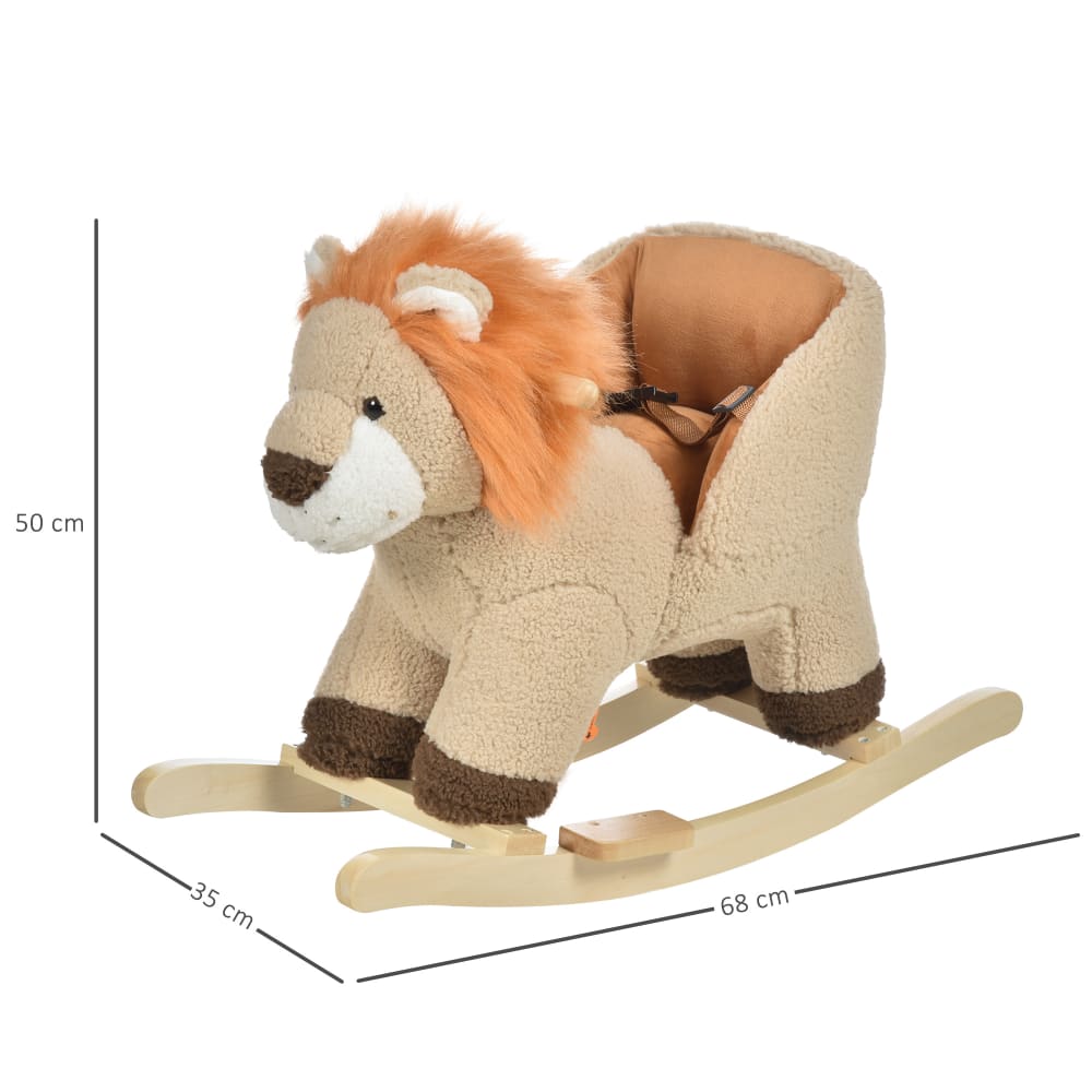 Cheval à bascule lion musicale fauteuil intégré peluche douce marron (Homcom) - Image 3