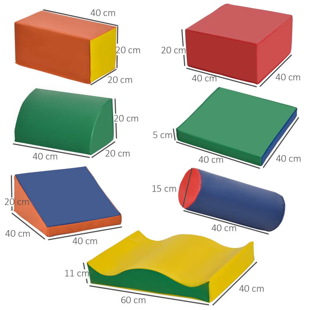 Jouets éducatifs 7 blocs de construction en mousse de motricité XXL (Homcom) - Image 2