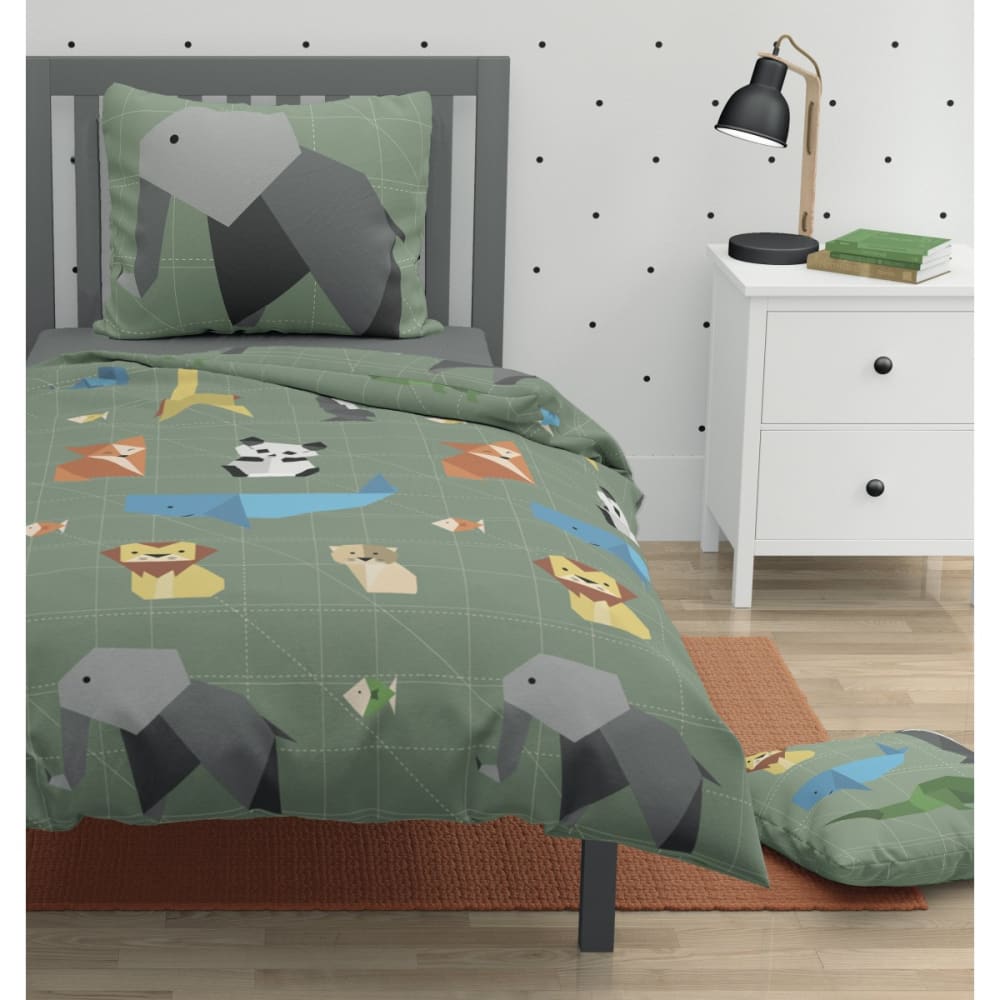 Parure de couette enfant 100% coton Vert 140x200 cm - Maisons du Monde