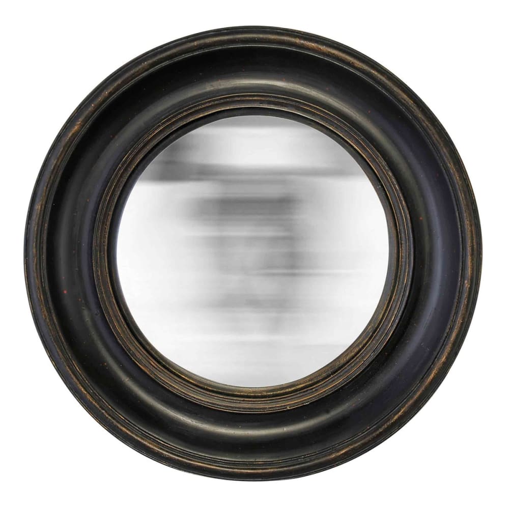EMDE Miroir rond convexe 26x26cm noir style classique chic - Résine