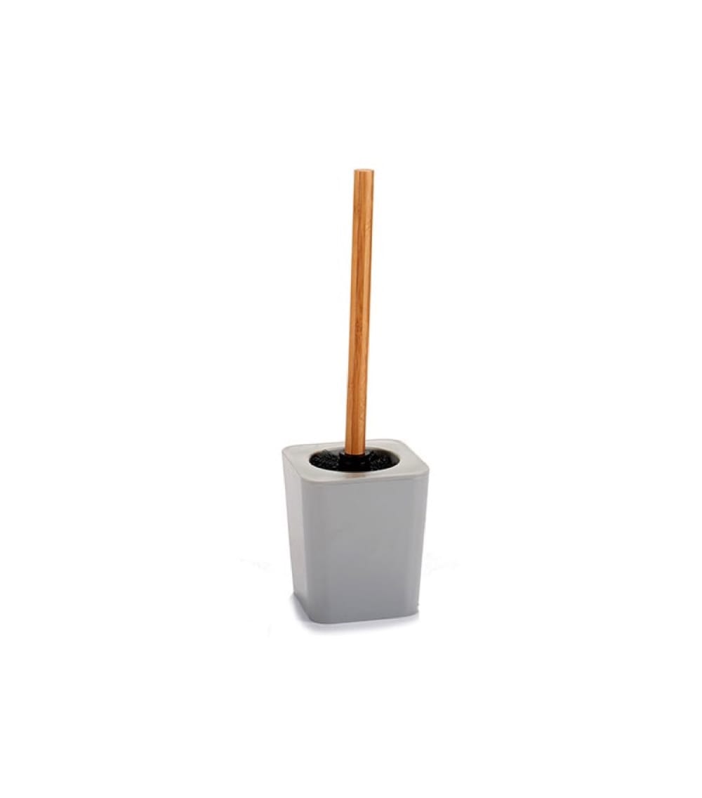 Wadiga Balai brosse WC plastique gris et bambou - Pvc - Poly Chlorure De Vinyle