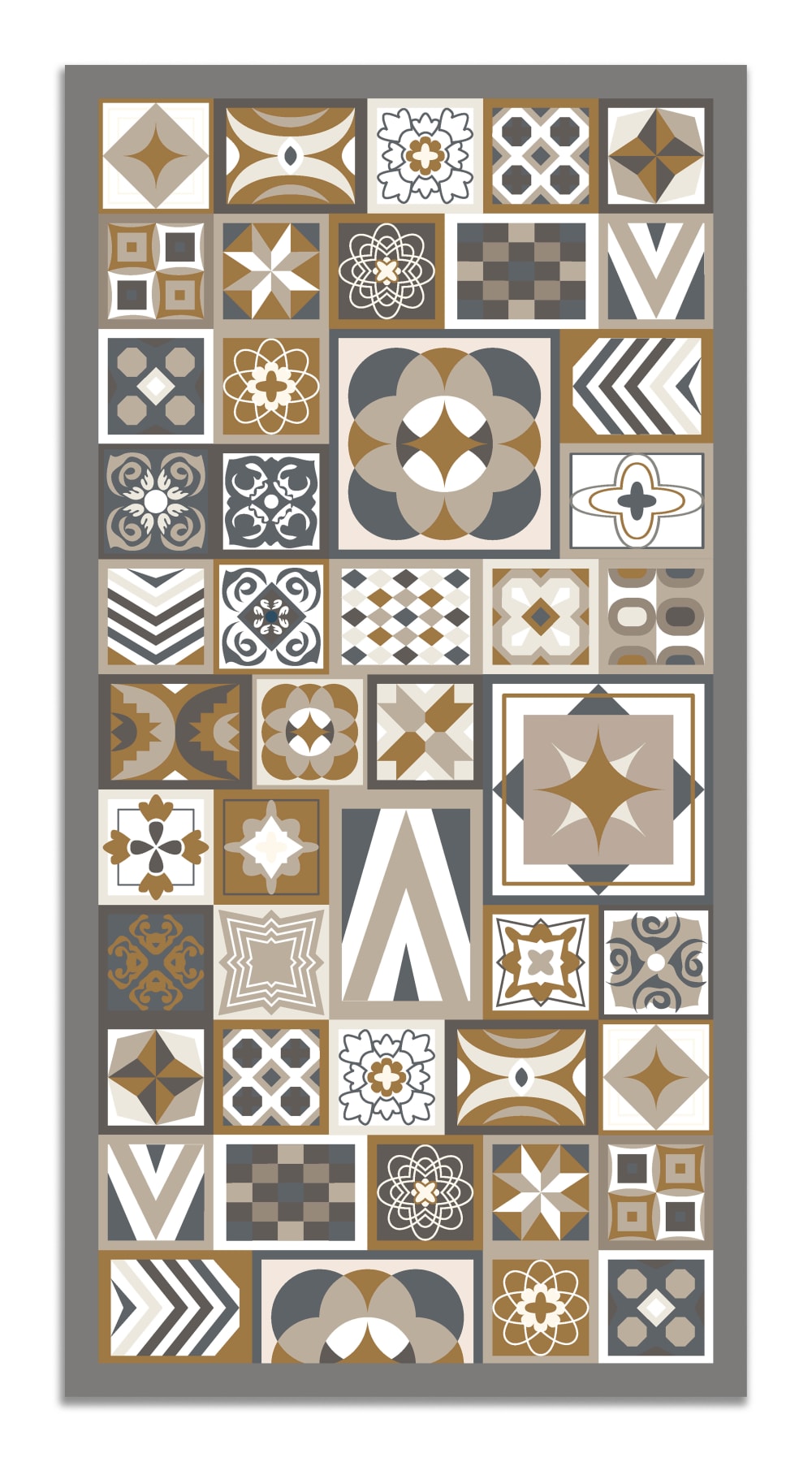 Tapis vinyle style carreaux ciments orange 140x200cm