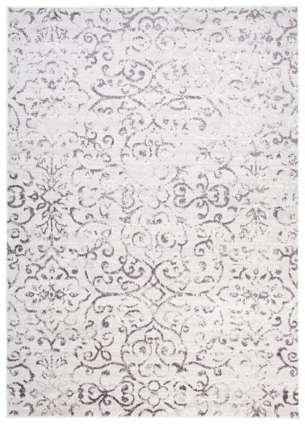Alfombra de salón crema gris vintage flores adorno suave 80 x 150 cm