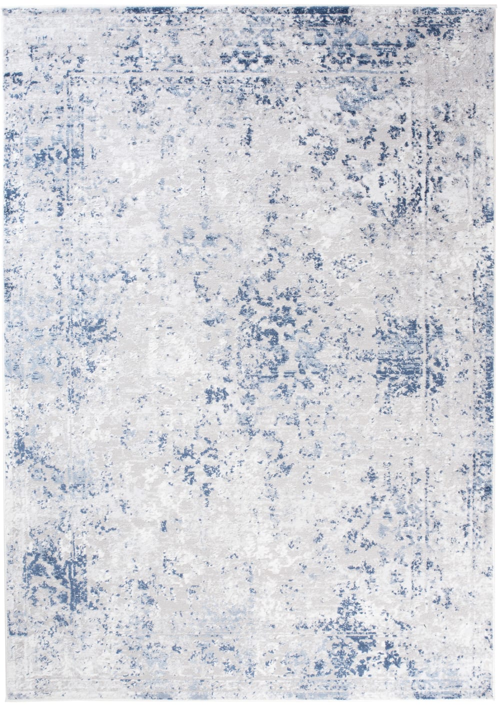 Alfombra de salón crema azul gris vintage 80 x 150 cm