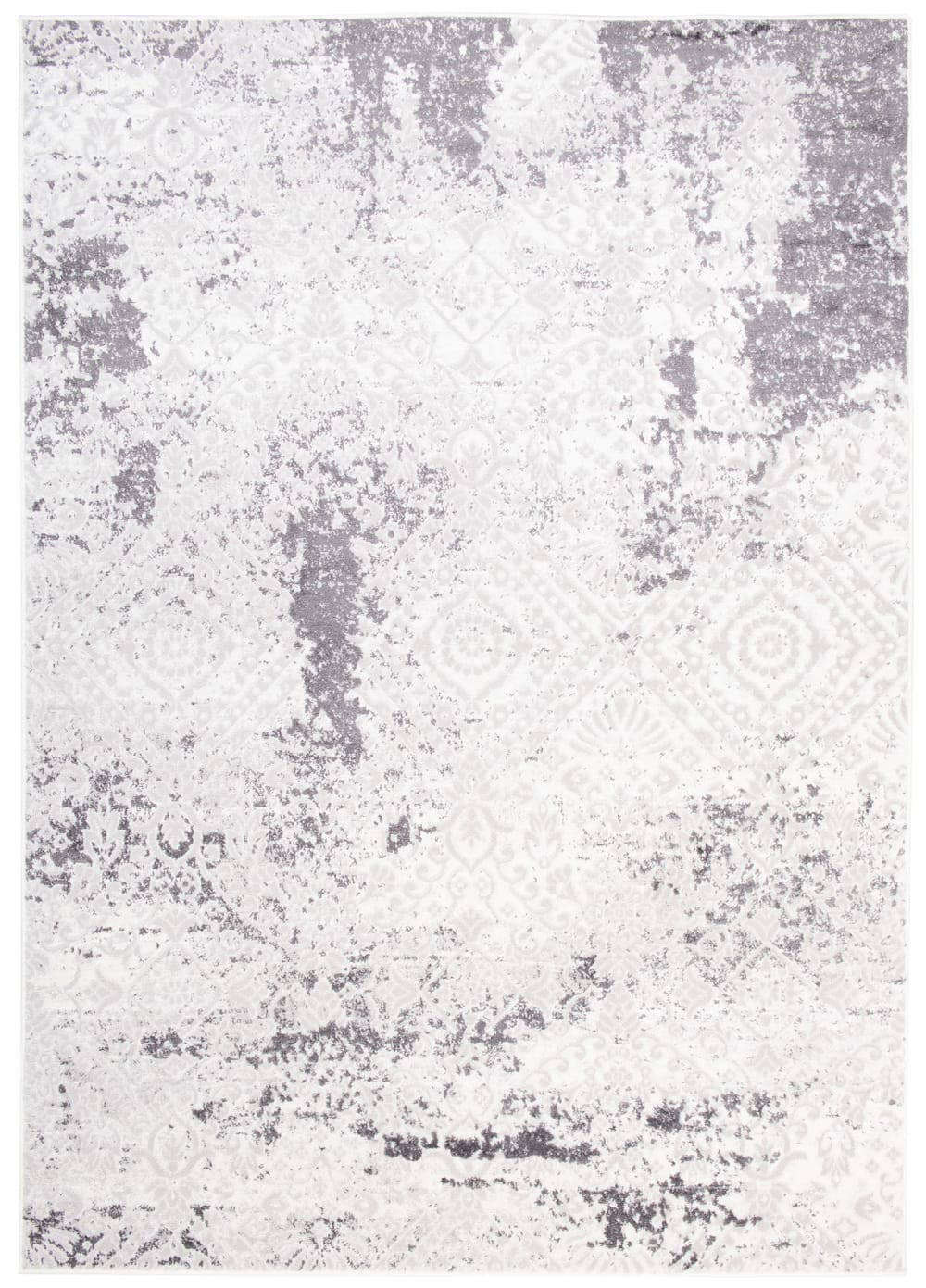 Alfombra de salón crema gris vintage marroquí suave 200 x 300 cm