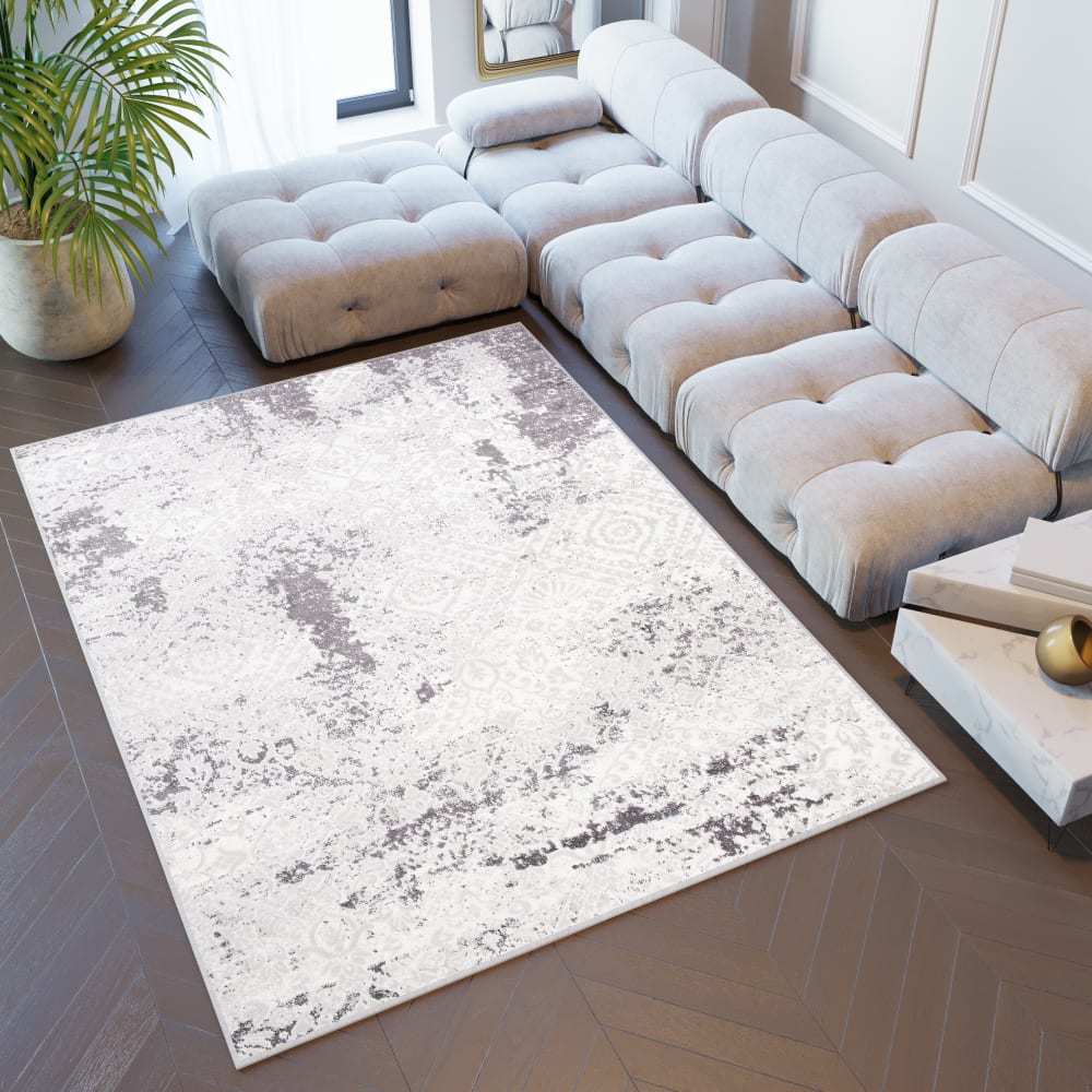 Alfombra de salón crema gris vintage marroquí suave 200 x 300 cm - Maisons du Monde