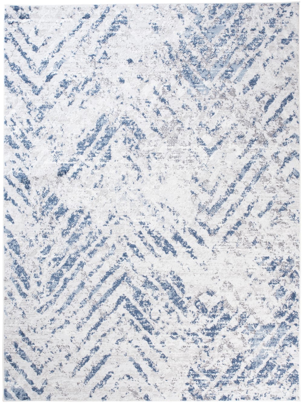 Alfombra de salón azul crema zigzags moteada 120 x 170 cm