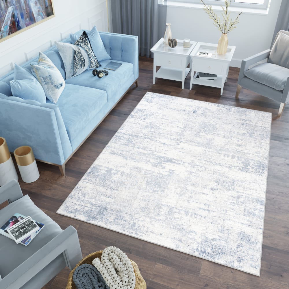 Alfombra de salón azul crema vintage suave 180 x 250 cm - Maisons du Monde