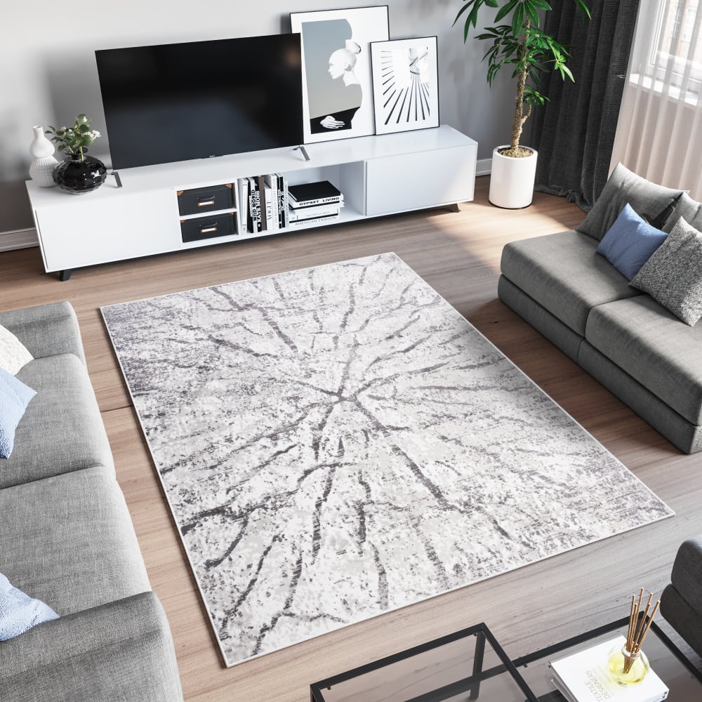 Alfombra de salón beige crema gris vintage suave 250 x 350 cm - Maisons du Monde