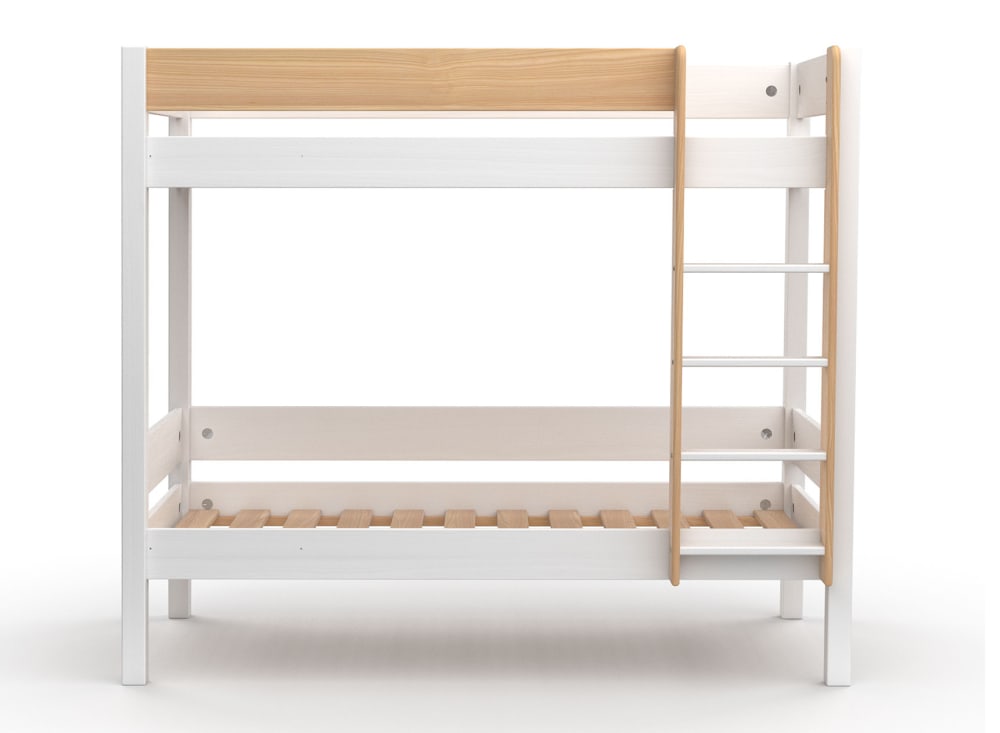 Lit superposé 90x190 en Pin massif Blanc et Bois - Maisons du Monde