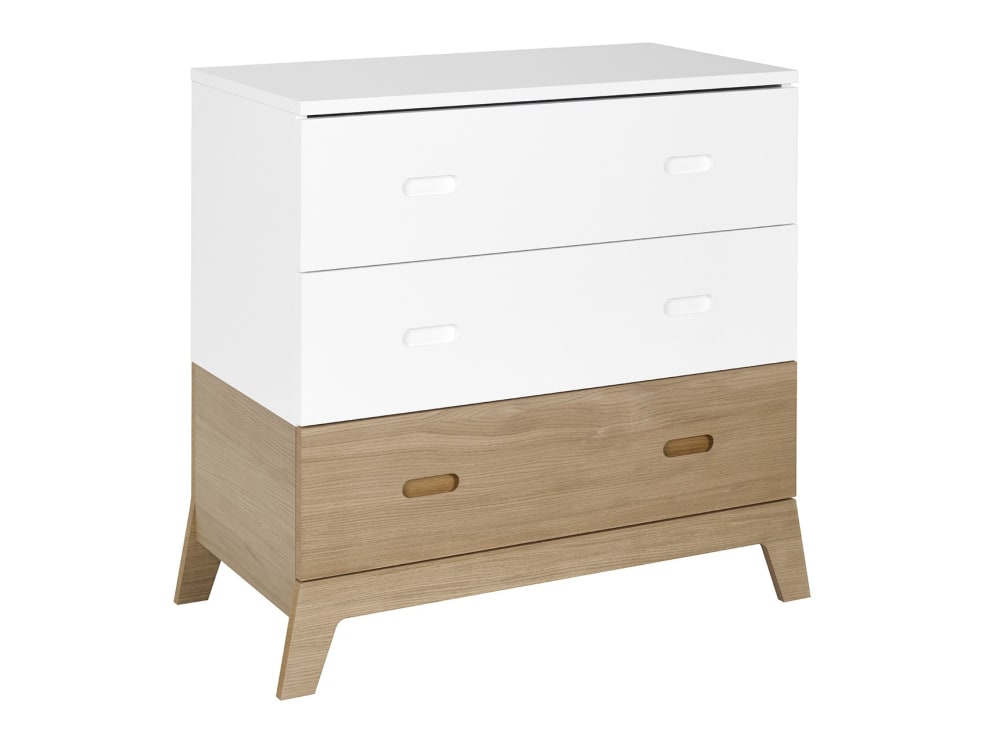 Commode enfant 3 tiroirs Blanc et Chêne
