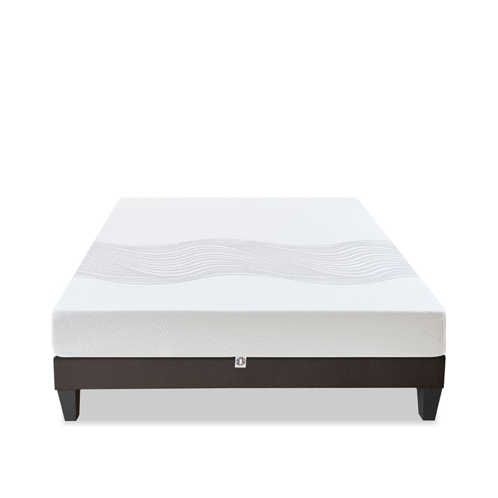 Ensemble matelas mousse h21 sommier bois 90x200