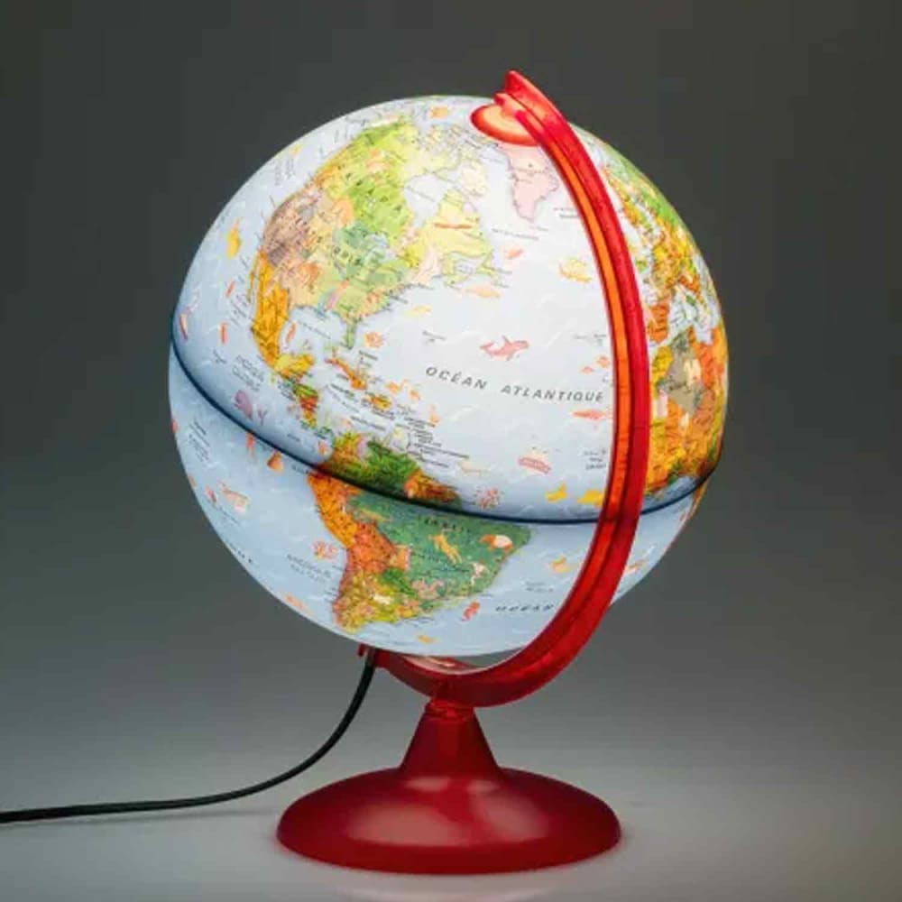 Globe terrestre illustré 25 cm lumineux textes en français - Maisons du Monde