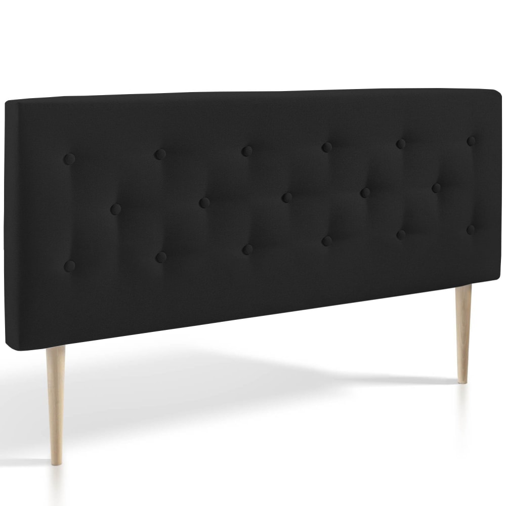 Tête de lit 140x100 cm, capitonnée tissu anthracite, épaisseur de 8 cm