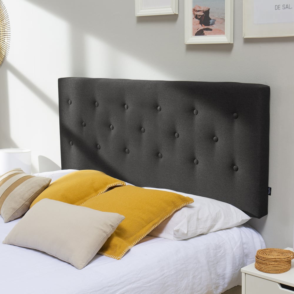 Cabecero tapizado de tela antracita 140x100 cm - Maisons du Monde