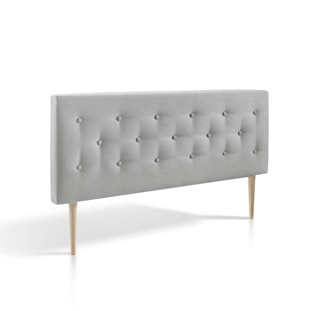 Tête de lit 90x100 cm, capitonnée tissu gris