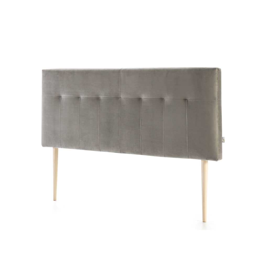 Cabecero tapizado 160x100 cm gris, terciopelo, patas de madera