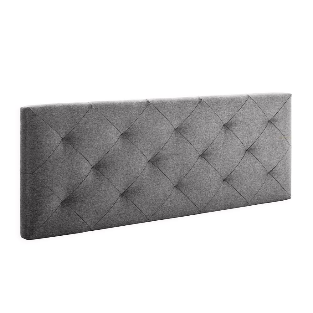 Cabecero tapizado 140x60 cm, rombos en tela gris, 8 cm de grosor