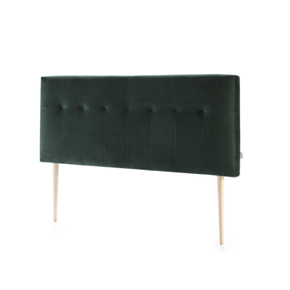 Cabecero tapizado 140x100 cm verde, para cama 135, patas de madera