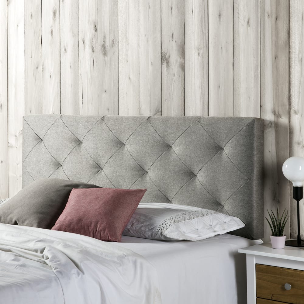 Tête de lit 150x60 cm, losanges en tissu gris, 8 cm d'épaisseur