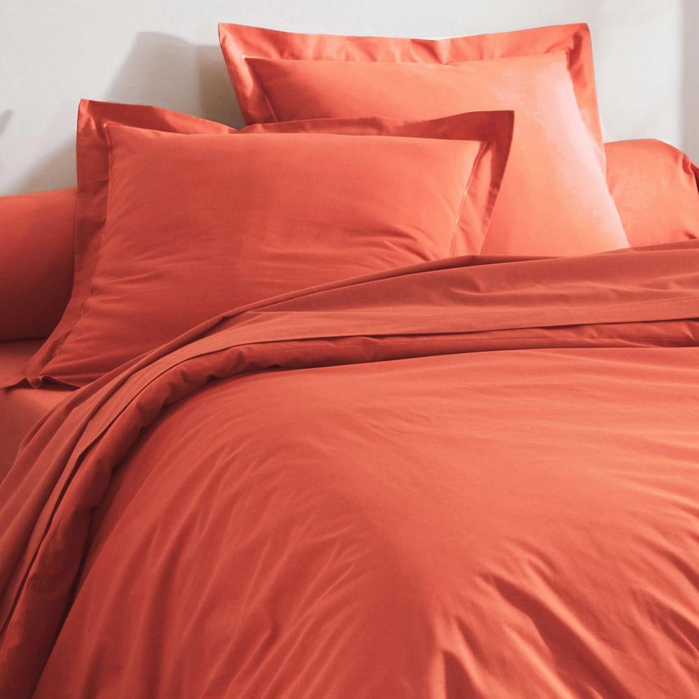 Drap-housse en coton orange terracotta 140x200x28cm