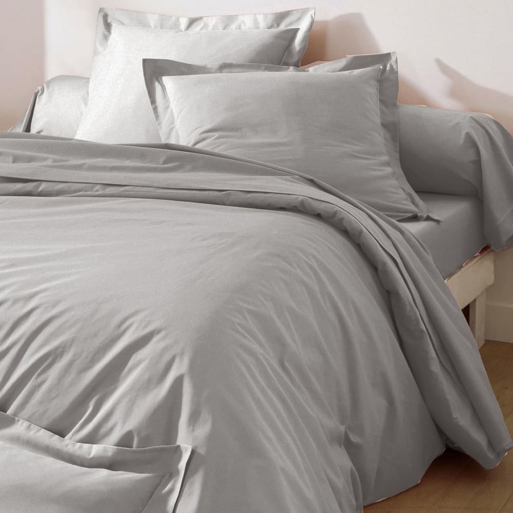 Drap-housse en coton gris brume 90x200x28cm