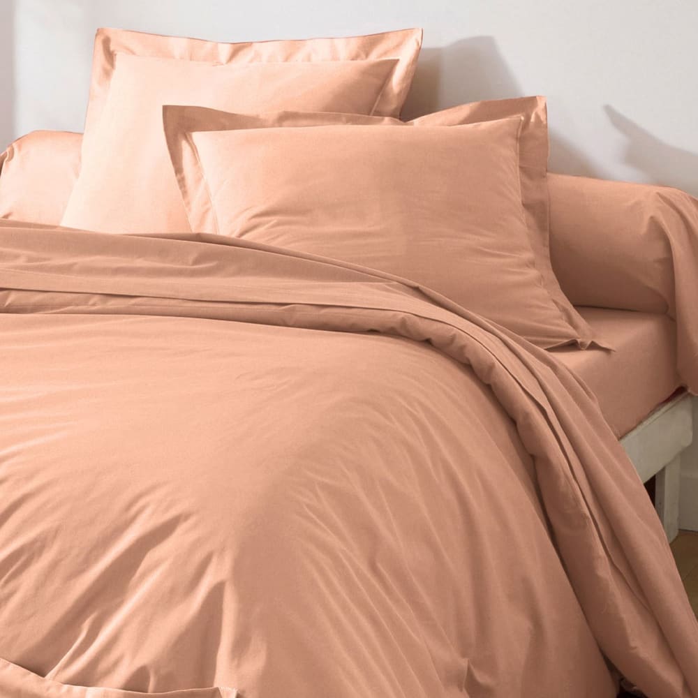 Drap-housse en coton rose nude 90x200x28cm