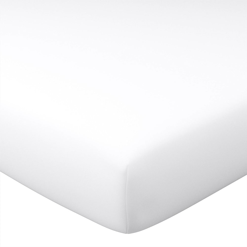 Drap-housse en coton blanc 120x200x28cm