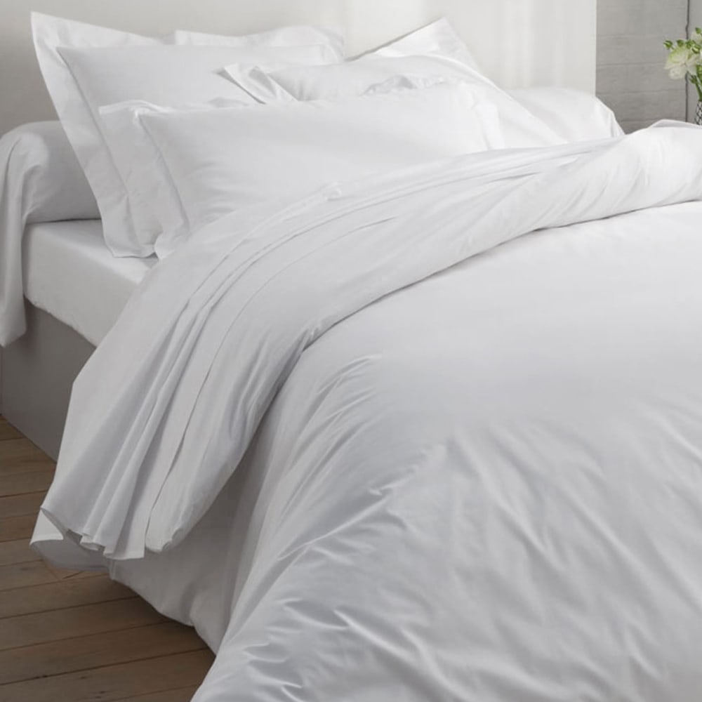 Drap-housse en coton blanc 90x200x28cm