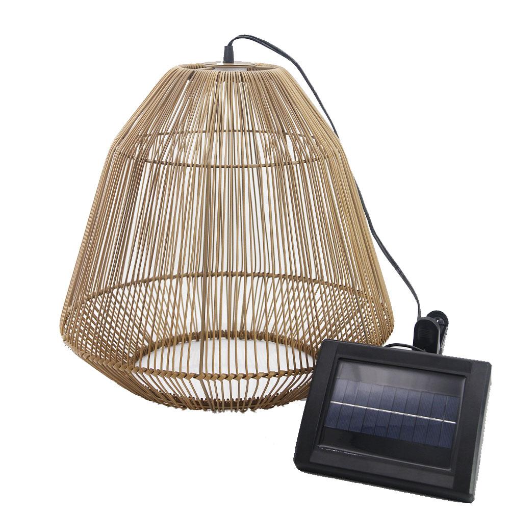 Suspension solaire bohème Poly rotin Marron H39cm
